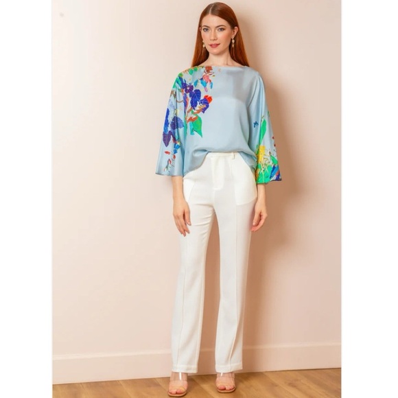 JESSIE LIU Cora Silk Twill Artistic Print Relaxed-Cut Blouse $289.00 Size M - Picture 6 of 7